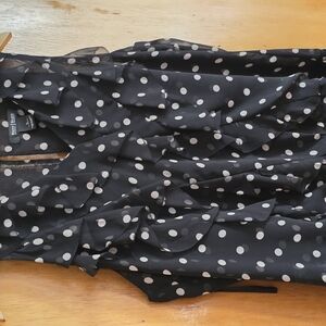 Banana Republic Black and White Ruffled Asymmetrical Blouse